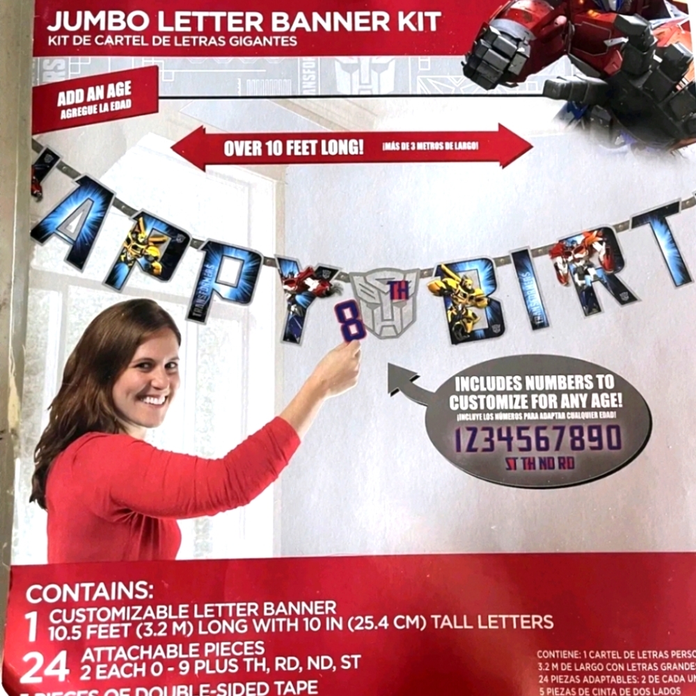 10ft Transformers Birthday 10ft Banner, Customizable with 10in letters.